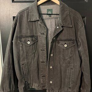 Wild Fable Faded Black Denim Jacket Mild Distressing Medium